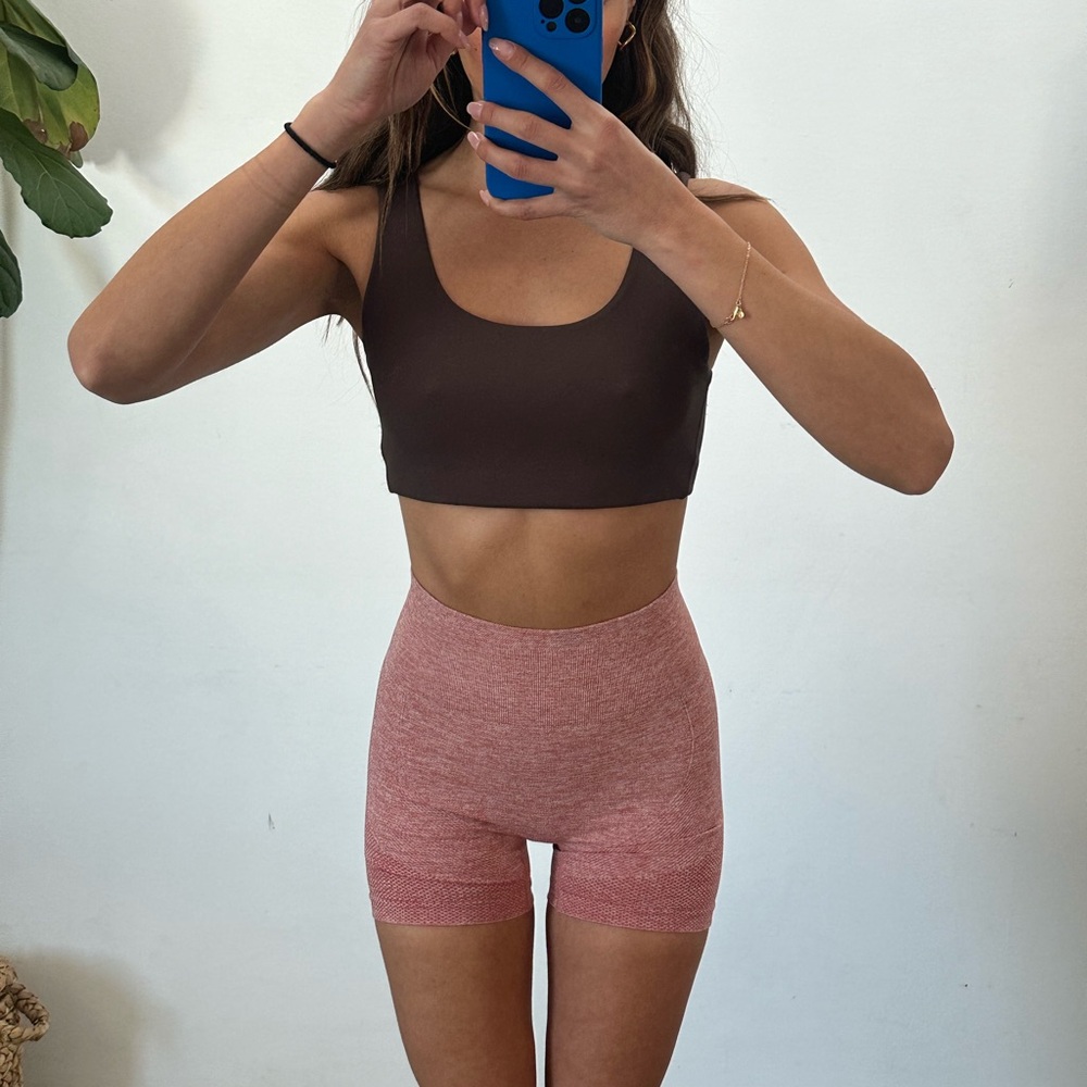 Red-pink biker workout shorts